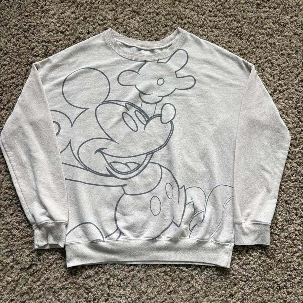 Disney Mickey Mouse Sweatshirt Size XL Gray Outline Graphic Pullover
